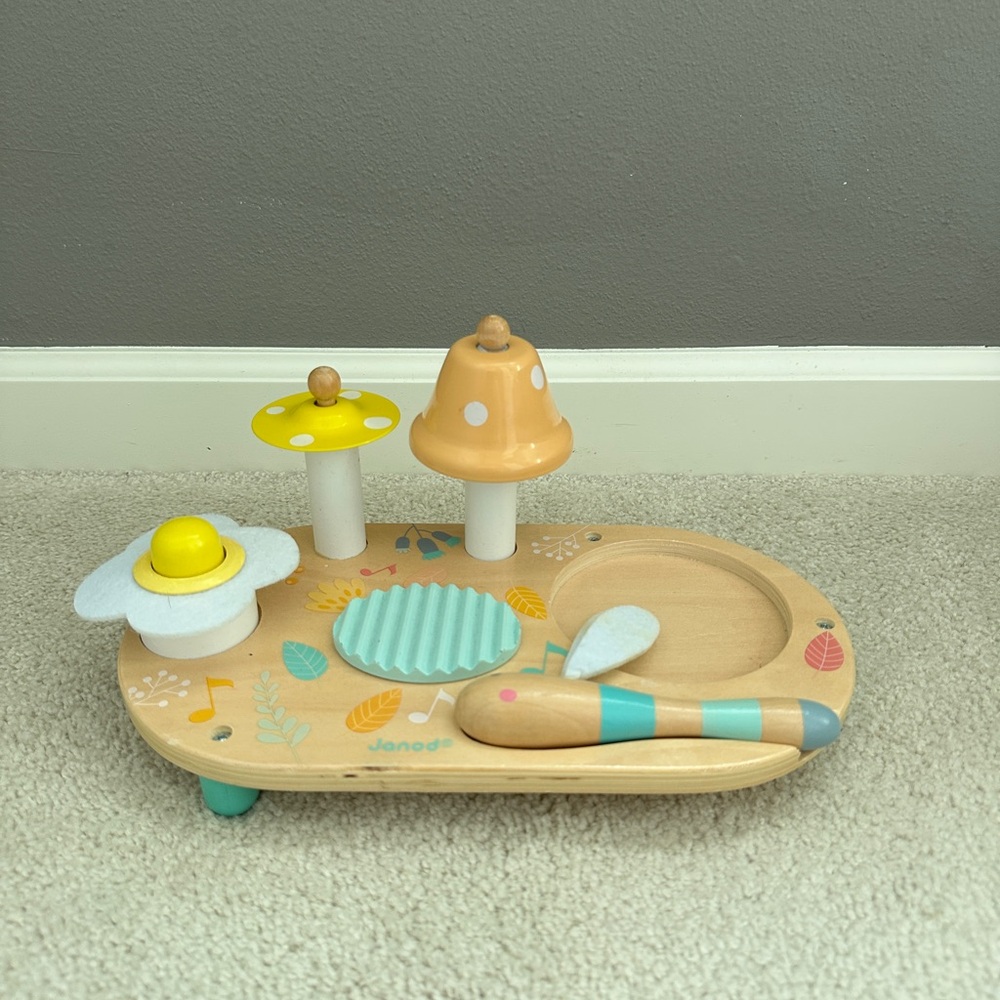 Janod Musical Wooden Playset - Yellow, Cream & Mint